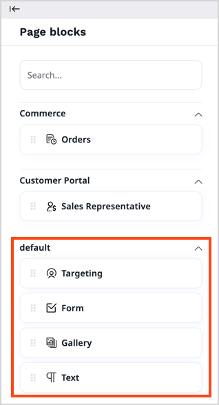 Page blocks menu Page blocks menu