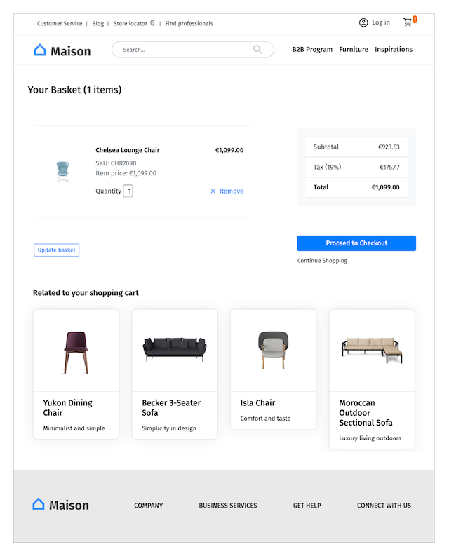 Related products on a shopping cart page Related products on a shopping cart page